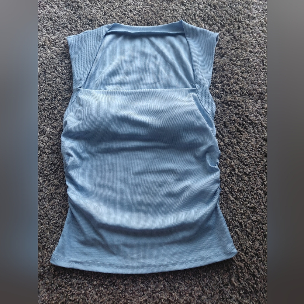 SHEIN Light Blue Ribbed Tank Top